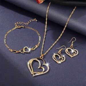 Heart Pendant, Earrings and Bracelet Set